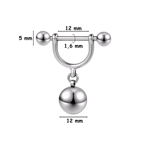 Piercing Téton Boule Pendante 12 mm Acier 316L Piercing Téton Boule Pendante 12 mm Acier 316L
