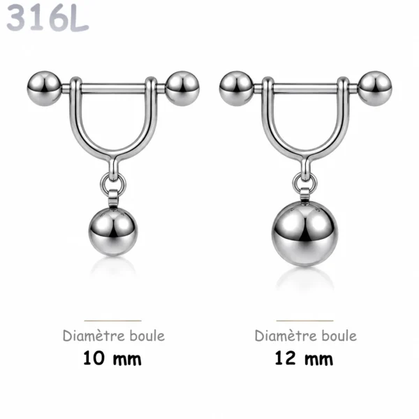 Piercing Téton Boule Pendante Acier 316L.