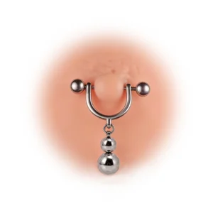 Piercing de Téton Double Boule Pendante Acier Chirurgical 316L.