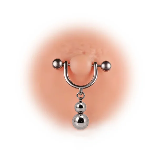 Piercing de Téton Double Boule Pendante Acier Chirurgical 316L Piercing de Téton Double Boule Pendante Acier Chirurgical 316L