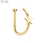 Faux Piercing Narine Anneau 8 mm Étoile Acier Chirurgical 316L Doré PVD