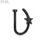 Faux Piercing Narine Anneau 8 mm Étoile Acier Chirurgical 316L Noir PVD