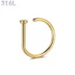 Faux Piercing Narine Anneau Fin 8 mm Acier Chirurgical 316L Doré PVD