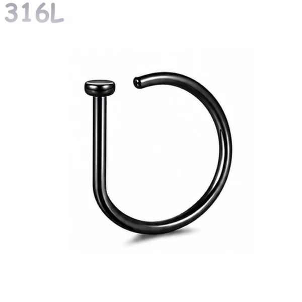 Faux Piercing Narine Anneau Fin 8 mm Acier Chirurgical 316L Noir PVD Faux Piercing Narine Anneau Fin 8 mm Acier Chirurgical 316L Noir PVD