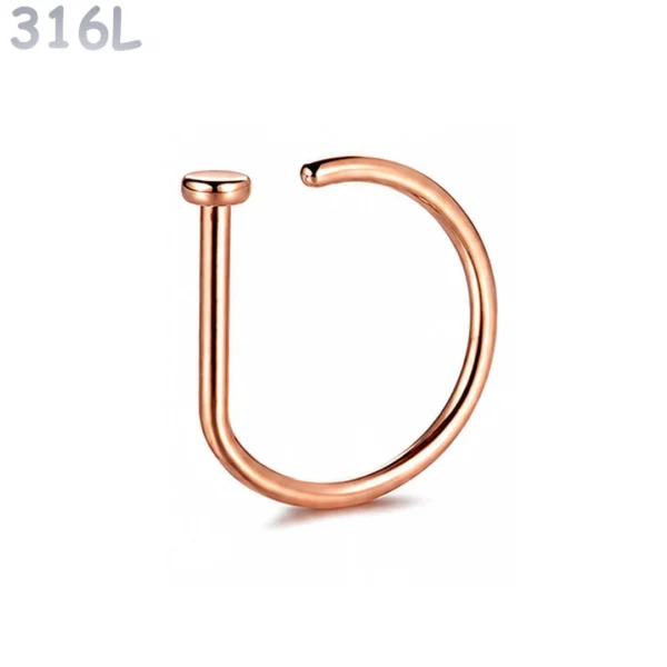 Faux Piercing Narine Anneau Fin 8 mm Acier Chirurgical 316L Or Rose PVD Faux Piercing Narine Anneau Fin 8 mm Acier Chirurgical 316L Or Rose PVD