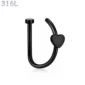 Faux Piercing Narine Anneau Motif Cœur Acier Chirurgical 316L Noir PVD