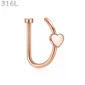 Faux Piercing Narine Anneau Motif Cœur Acier Chirurgical 316L Or Rose PVD