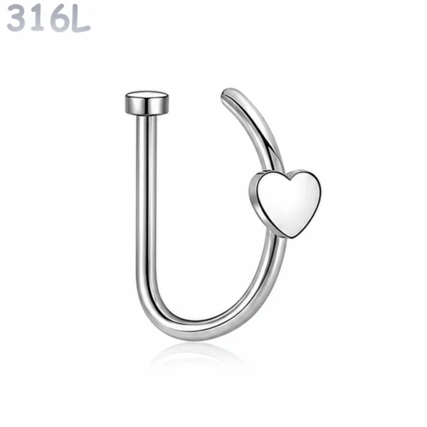 Faux Piercing Narine Anneau Motif Cœur Acier Chirurgical 316L Poli Faux Piercing Narine Anneau Motif Cœur Acier Chirurgical 316L Poli