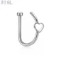 Faux Piercing Narine Anneau Motif Cœur Acier Chirurgical 316L Poli