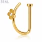 Faux Piercing Narine Anneau Ouvert à Motif Floral Acier 316L Doré PVD.