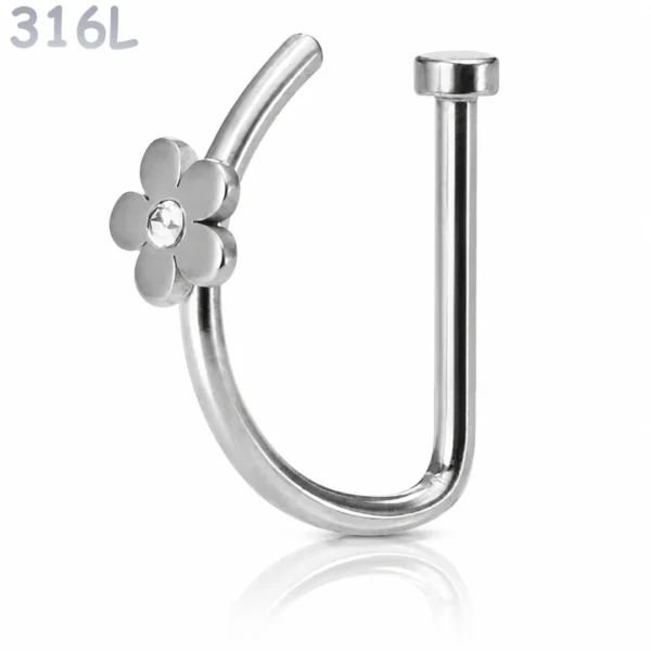 Faux Piercing Narine Anneau Ouvert à Motif Floral Acier 316L Poli Faux Piercing Narine Anneau Ouvert à Motif Floral Acier 316L Poli.