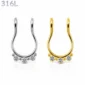 Faux Piercing Septum Anneau Billes & Zirconiums Acier 316L.