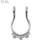 Faux Piercing Septum Anneau Billes & Zirconiums Acier Inoxydable 316L Poli