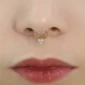 Faux Piercing Septum Couronne Zirconiums Acier 316L Doré PVD
