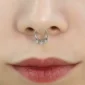 Femme avec Faux Piercing Septum Anneau Billes & Zirconiums Acier 316L Poli