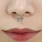 Femme avec Faux Piercing Septum Couronne Zirconiums Acier 316L Poli