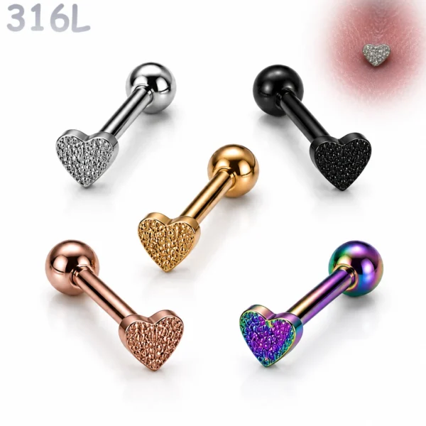 Piercing Langue Cœur Texturé Acier 316L Piercing Langue Cœur Texturé Acier 316L.