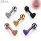 Piercing Langue Cœur Texturé Acier 316L.
