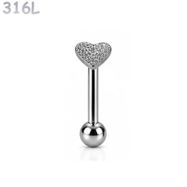 Piercing Langue Cœur Texturé Acier Chirurgical 316L Poli Piercing Langue Cœur Texturé Acier Chirurgical 316L Poli