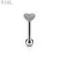 Piercing Langue Cœur Texturé Acier Chirurgical 316L Poli