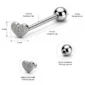 Piercing Langue Cœur Texturé Acier Chirurgical 316L (dimensions)