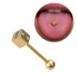 Piercing Langue Dé avec Zirconiums Acier Chirurgical 316L Doré PVD.