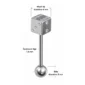 Piercing Langue Dé avec Zirconiums Acier Chirurgical 316L (dimensions).