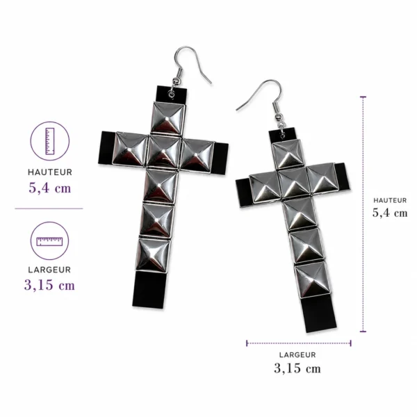 Boucles d'Oreilles Croix à Rivets Pyramide (dimensions) Boucles d'Oreilles Croix à Rivets Pyramide (dimensions).