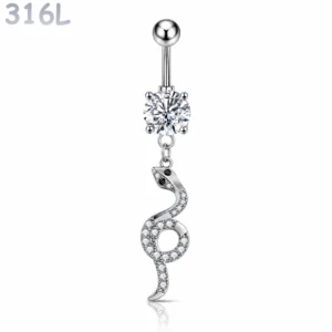 Piercing Nombril Serpent en Boucle Pavé de Zirconiums.