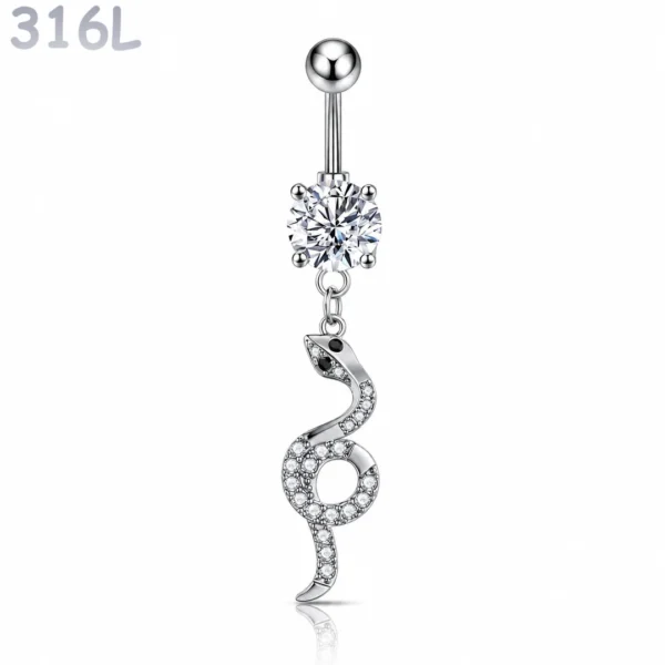 Piercing Nombril Serpent en Boucle Pavé de Zirconiums.
