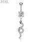 Piercing Nombril Serpent en Boucle Pavé de Zirconiums.