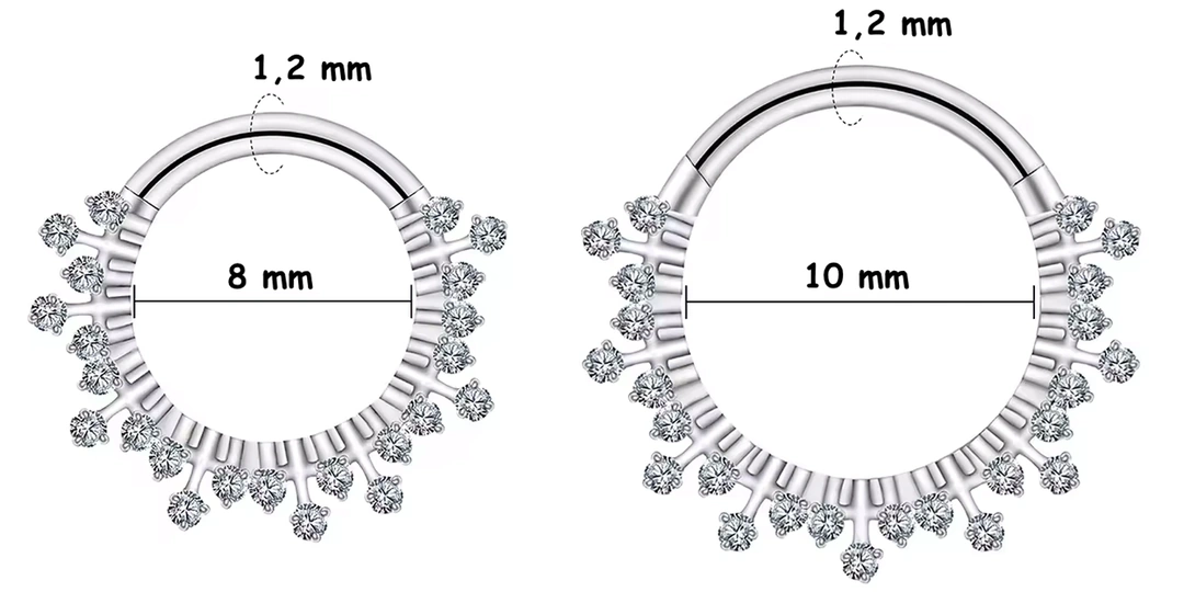 Mesure du diamètre interne d'un piercing clicker pour Daith