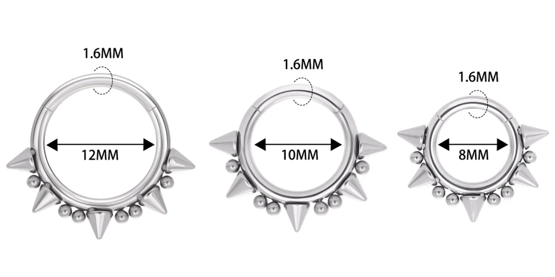 Différentes tailles de diamètre pour un piercing clicker septum