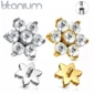 Embout Piercing Fleur de Zirconiums en Titane.