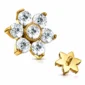 Embout Piercing Fleur de Zirconiums en Titane Doré Anodisé