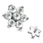 Embout Piercing Fleur de Zirconiums en Titane Gris Argenté