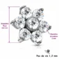 Embout Piercing Fleur de Zirconiums en Titane (dimensions)