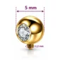 Embout Piercing Titane ASTM-F136 Anodisé Doré Serti Zirconium Latéral