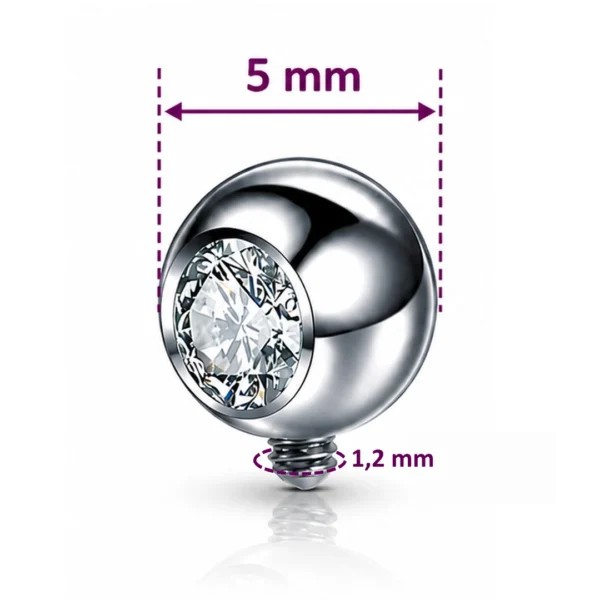 Embout Piercing Titane ASTM-F136 Gris Argenté Serti Zirconium Latéral Embout Piercing Titane ASTM-F136 Gris Argenté Serti Zirconium Latéral