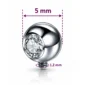 Embout Piercing Titane ASTM-F136 Gris Argenté Serti Zirconium Latéral