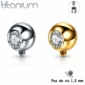 Embout Piercing Titane ASTM-F136 Serti Zirconium Latéral.
