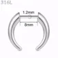 Faux Écarteur Septum Corne de Buffle Threadless 16G Acier 316L Poli.