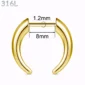 Faux Écarteur Septum Corne de Buffle Threadless 16G Doré PVD.