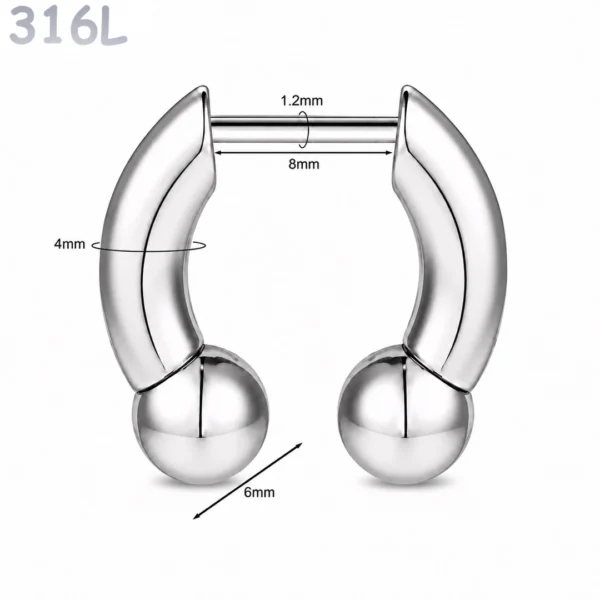 Faux Écarteur Septum Fer à Cheval 4 mm Threadless 16G Acier 316L Poli Faux Écarteur Septum Fer à Cheval 4 mm Threadless 16G Acier 316L Poli.