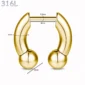 Faux Écarteur Septum Fer à Cheval 4 mm Threadless 16G Acier Doré PVD.