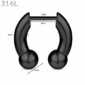 Faux Écarteur Septum Fer à Cheval 4 mm Threadless 16G Acier Noir PVD.
