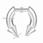 Faux Écarteur Septum Fer à Cheval à Pointes Threadless 16G Acier 316L Poli.