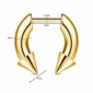 Faux Écarteur Septum Fer à Cheval à Pointes Threadless 16G Acier Doré PVD.