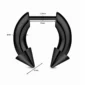 Faux Écarteur Septum Fer à Cheval à Pointes Threadless 16G Acier Noir PVD.