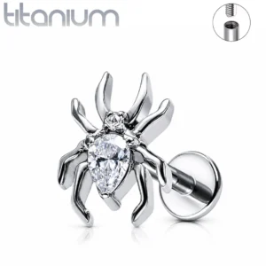 Piercing Araignée Labret Titane à Zirconium Griffé.